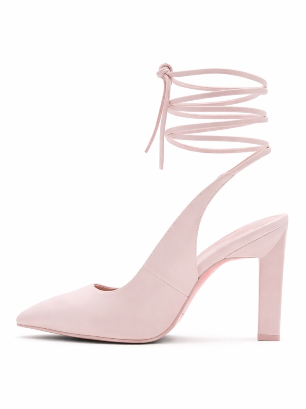 Call It Spring Blush Pink Patent Lace-Up 4” Triangle Block Heel